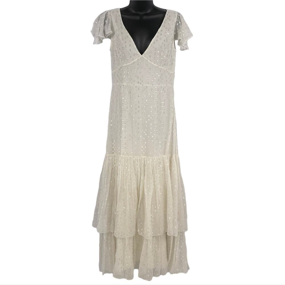 BHLDN Tiered Maxi Dress Minimalist Wedding Gown - Picture 5 of 14